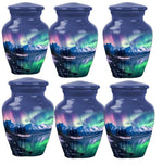 Load image into Gallery viewer, Engraved Celestial Keepsake Urn For Ashes: Honour Loved Ones with the 200 Cu. In. Northern Lights Keepsake Urn (Pack of 6)
