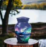 Load image into Gallery viewer, Engraved Celestial Keepsake Urn For Ashes: Honour Loved Ones with the 200 Cu. In. Northern Lights Keepsake Urn (Pack of 6)
