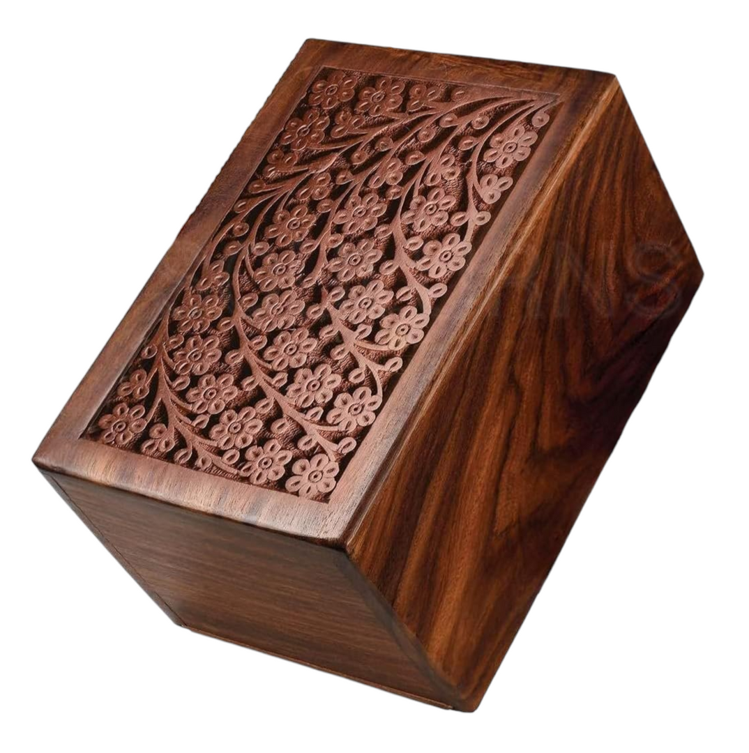 Rosewood Cremation Urn with Circle of Life Timeless Rosewood Urn for Honouring Loved Ones