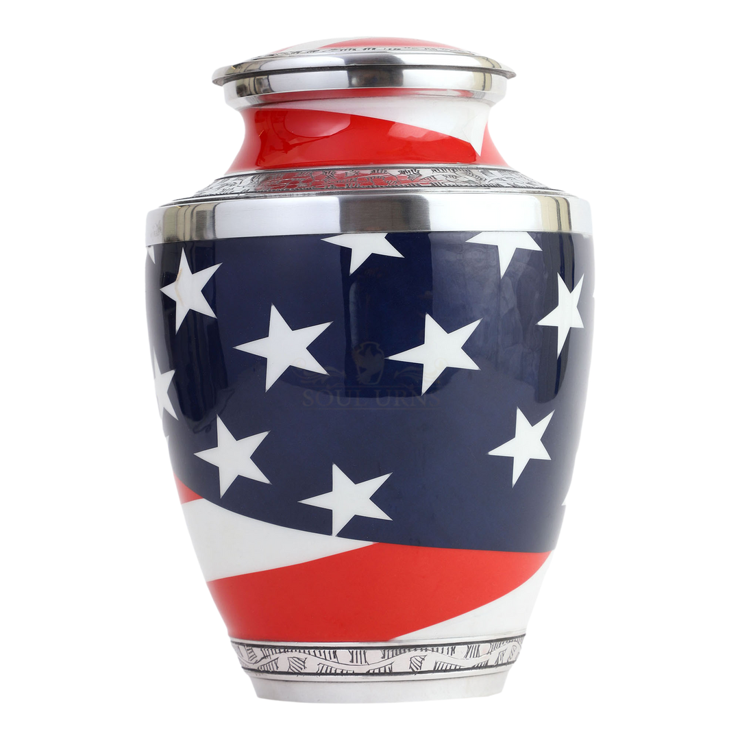 Adult Cremation Urns - American Flag Design, Velvet Bags Included Elegant, Durable, and Shareable