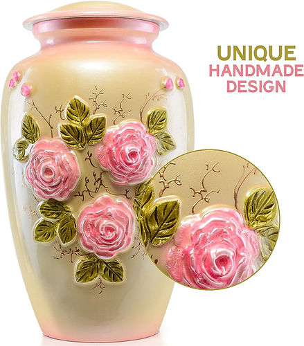 Pink Flower Aluminium Urns: Wholesale Beauty & Serenity (Case of 4)