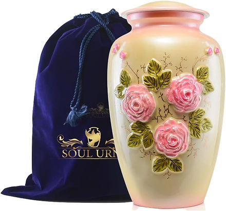 Pink Flower Aluminium Urns: Wholesale Beauty & Serenity (Case of 4)