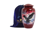 Load image into Gallery viewer, Honor Freedom &amp; Legacy: Red Flag &amp; Eagle Urn - Celebrate a Life Well-Lived with National PrideRed American Flag &amp; Eagle Adult Cremation Urn: A Bold &amp; Majestic Tribute for Your Loved One&#39;s Soaring Spirit
