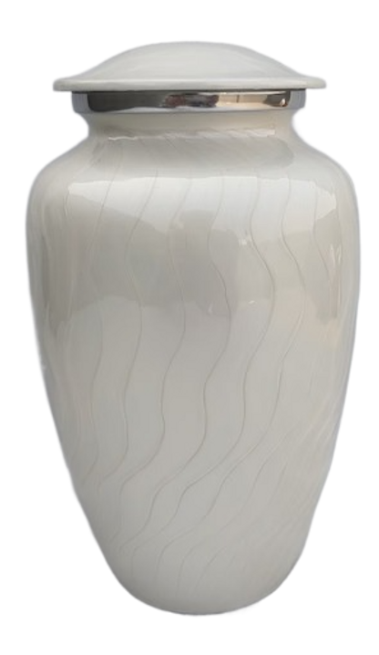 Pearl White Adult Cremation Urns (Case of 6), Bulk Wholesale Urns, Elegant White Funeral Urns for Ashes