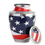 Load image into Gallery viewer, Patriotic Honour: American Flag Adult Cremation Urn for Cherished Memories Premium USA Flag Urn for Human Ashes
