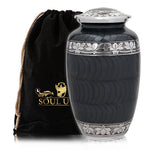 Load image into Gallery viewer, Premium Black Urn with Silver Band Elegant Black Adult Cremation Urn with Silver Band - Modern Remembrance
