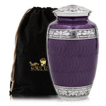 Load image into Gallery viewer, Handcrafted Purple Urn with Polished Silver Accents - Honoring Memories with Sophistication
