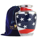 Load image into Gallery viewer, Patriotic Honour: American Flag Adult Cremation Urn for Cherished Memories Premium USA Flag Urn for Human Ashes
