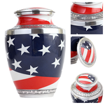 Load image into Gallery viewer, Patriotic Honour: American Flag Adult Cremation Urn for Cherished Memories Premium USA Flag Urn for Human Ashes
