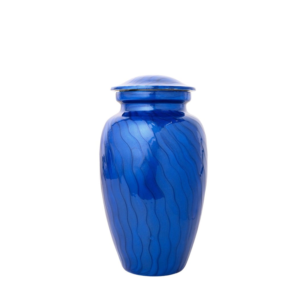 Honor Their Spirit with Tranquility: Blue Aluminum Cremation Urn for Adults (Male & Female)