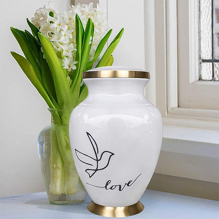 White Ceramic Urn for Human Ashes - A Spacious & Elegant Tribute Premium White Urn for Adults - Share Lasting Love in a Beautiful Vessel