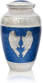 Load image into Gallery viewer, Blue Angel Wings Cremation Urn - Memorial Keepsake for Adults
