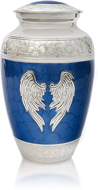 Blue Angel Wings Cremation Urn - Memorial Keepsake for Adults