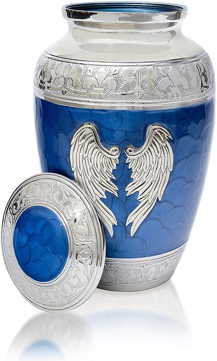 Blue Angel Wings Cremation Urn - Memorial Keepsake for Adults