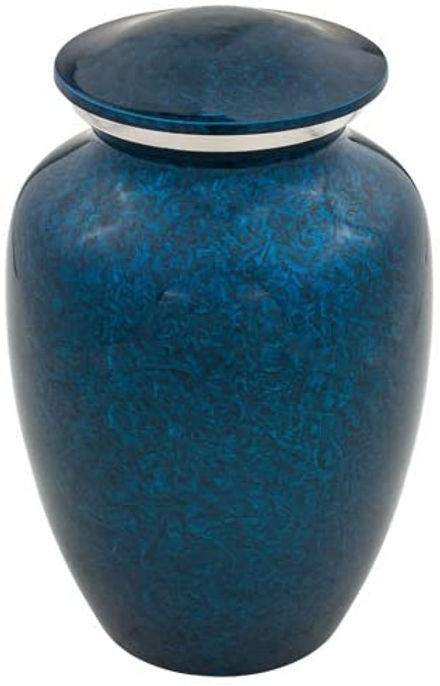 Moonlit Canvas: Exquisite Blue Urn, a Beacon of Cosmic Memories Handcrafted Medium Blue Urn for Loved Ones