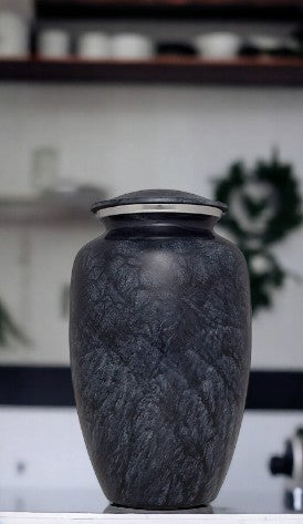 Grey Funeral Urn - For Human Ashes - Hand Made in Aluminumm Handcrafted Aluminum Urn - Modern Grey Design