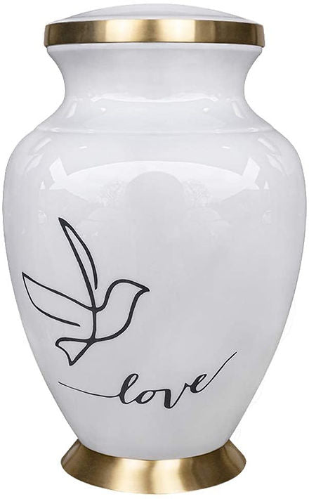 White Ceramic Urn for Human Ashes - A Spacious & Elegant Tribute Premium White Urn for Adults - Share Lasting Love in a Beautiful Vessel