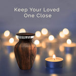 Load image into Gallery viewer, Wood Grain Keepsake Urn for Comforting Remembrance small keepsake urn Warm Elegance: Durable Wood Grain Keepsake Urn for Human Ashes
