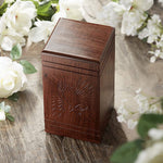 Load image into Gallery viewer, Rosewood Praying Hands Memorial Urn Box (Hand-Carved)Memorial Urn Box: Rosewood Praying Hands (Hand-Carved)
