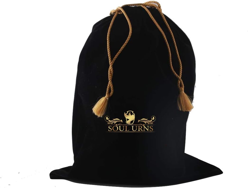 Luxury Black Velvet Cremation Urn Bag with Secure Drawstring Closure