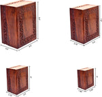 Load image into Gallery viewer, Border Engraved Rosewood Wooden Cremation Urn for Human Ashes Adult Male Female - Nested Set of 4 Urns - Fits For Cremation Homes &amp; Funeral Directors
