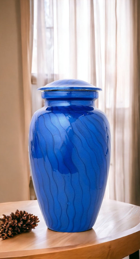 Majestic Blue Sapphire Urn: Honor Loved Ones with Eternity's Beauty (200 cu in),Handcrafted Blue Sapphire Urn: Unique & Meaningful Tribute for Men, Women, Children