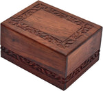 Load image into Gallery viewer, Border Engraved Rosewood Wooden Cremation Urn for Human Ashes Adult Male Female - Nested Set of 4 Urns - Fits For Cremation Homes &amp; Funeral Directors
