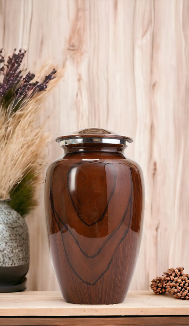 Large Cherry Wood Grain Urn: For Adult Ashes (200 cu in) - Decorative & Dignified Final Resting Place