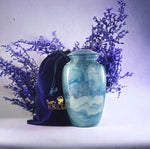 Load image into Gallery viewer, Elegant Blue &amp; Marble Urn for Ashes: Honour Loved Ones with Serenity 200 Lbs
