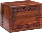 Load image into Gallery viewer, Border Engraved Rosewood Wooden Cremation Urn for Human Ashes Adult Male Female - Nested Set of 4 Urns - Fits For Cremation Homes &amp; Funeral Directors
