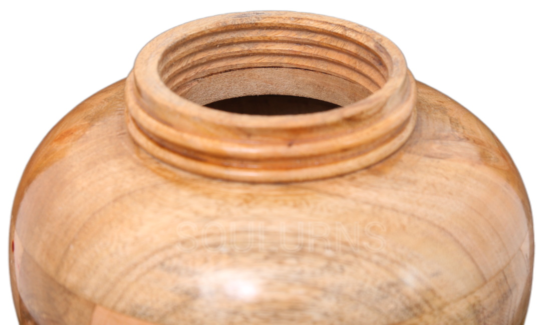 Mango Wood Jar Urn (200 cu in) Beautiful & Natural Ash Container Honour Your Loved One Naturally