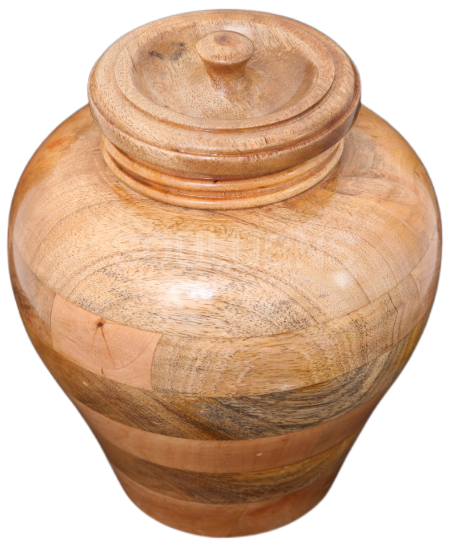 Mango Wood Jar Urn (200 cu in) Beautiful & Natural Ash Container Honour Your Loved One Naturally