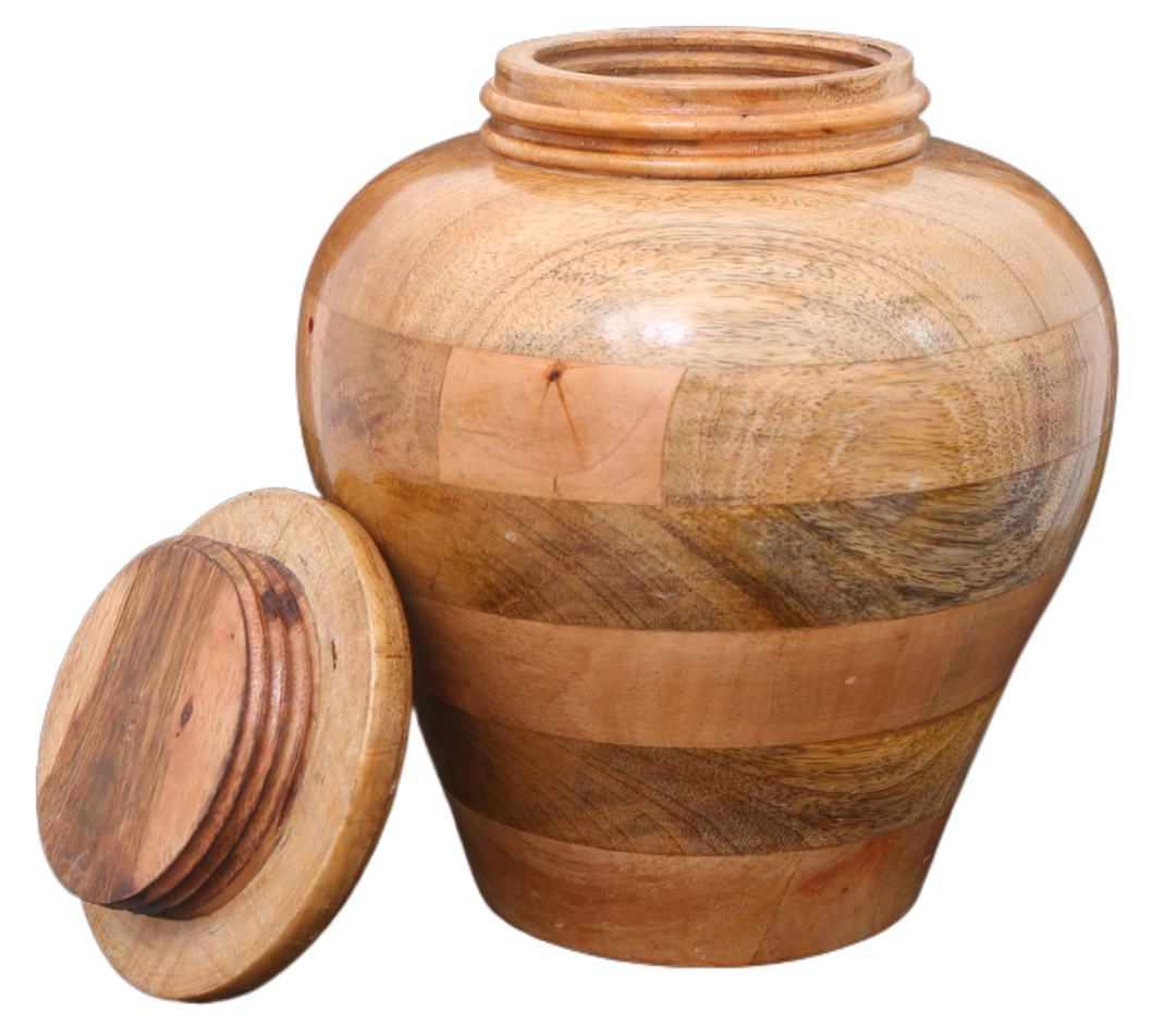 Mango Wood Jar Urn (200 cu in) Beautiful & Natural Ash Container Honour Your Loved One Naturally