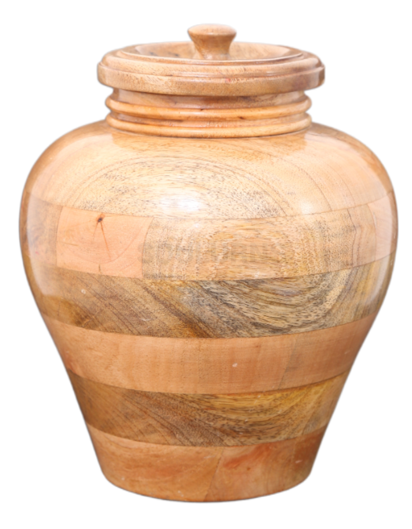 Mango Wood Jar Urn (200 cu in) Beautiful & Natural Ash Container Honour Your Loved One Naturally