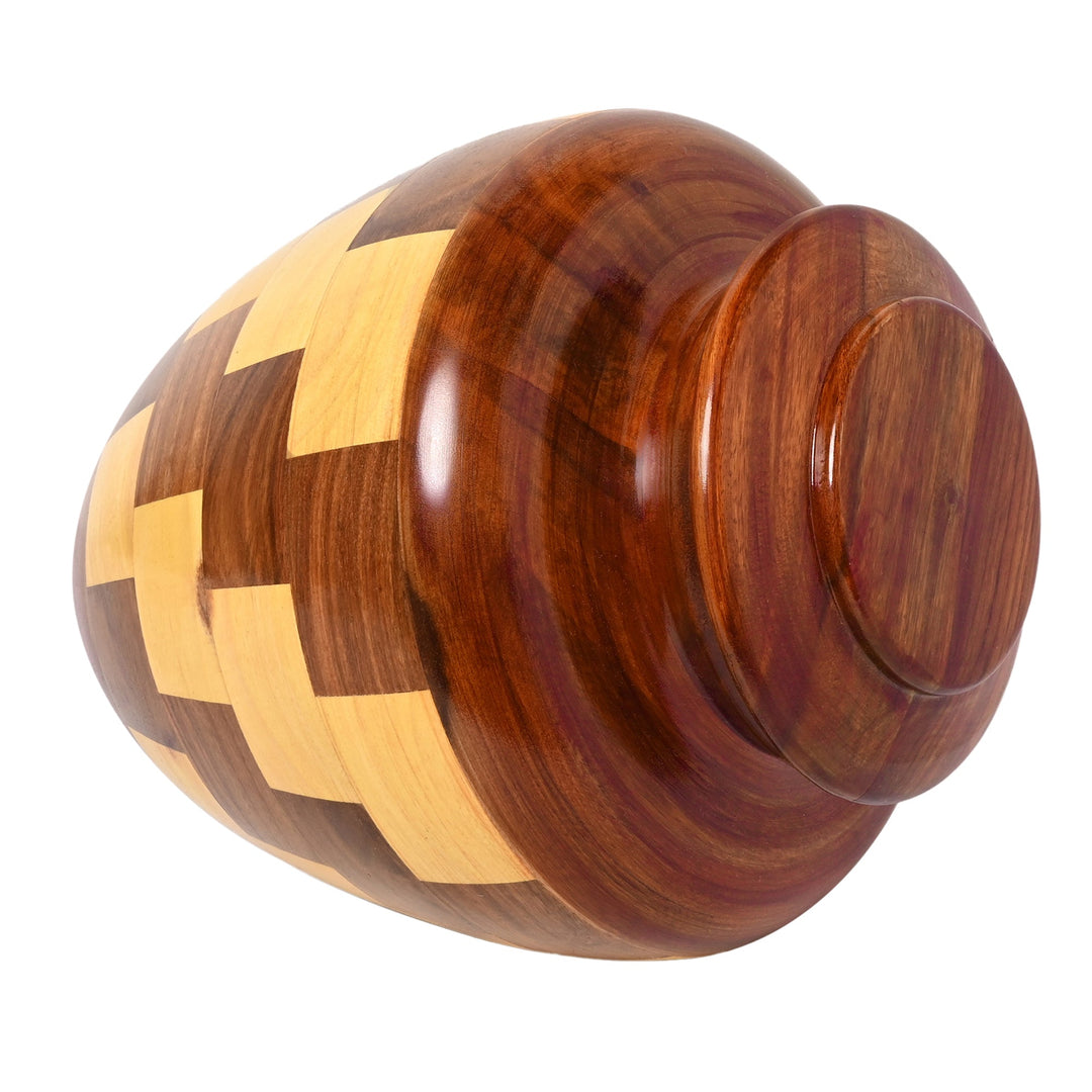 Two-Tone Rosewood Cremation Urn | Beautiful Burial Urn Adult Size (200 Lbs)