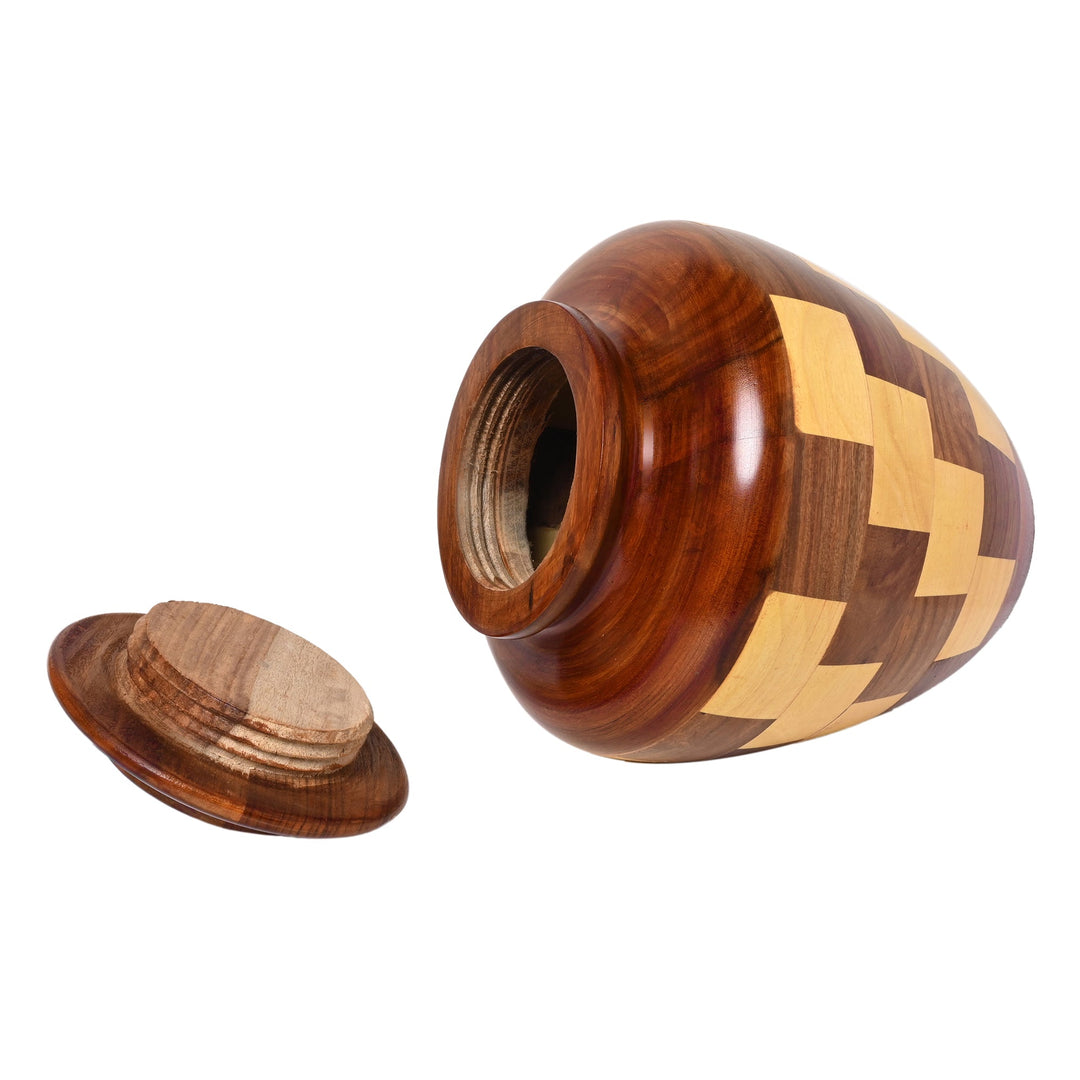 Two-Tone Rosewood Cremation Urn | Beautiful Burial Urn Adult Size (200 Lbs)