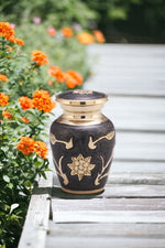 Load image into Gallery viewer, Black Floral Keepsake Urn to Honour Loved Ones Memorial Keepsake Urn - Black Floral
