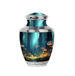 Load image into Gallery viewer, Sunset Meadows Enchanted Forest Urn - Handcrafted Orange Blossom Floral Engraved Cremation Urn For Ashes - Up to 200 Cubic Inches - Unique Adult Memorial
