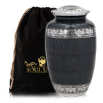 Load image into Gallery viewer, Grey Urn With Silver Band Adult Cremation Urns For Human Ashes With Velv
