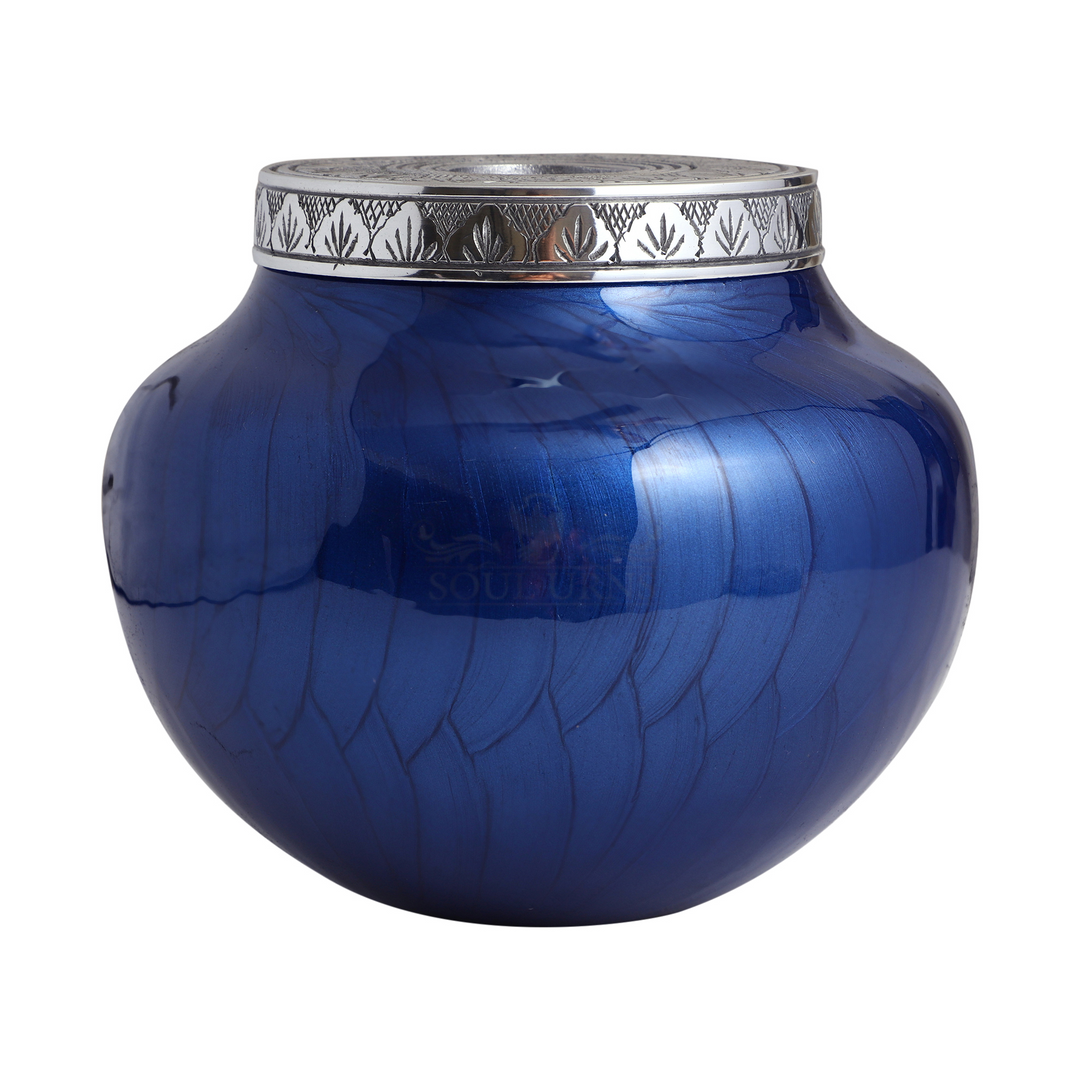 Glossy Blue T-Light Adult Cremation Urns For Human Ashes