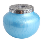 Load image into Gallery viewer, Glossy Teal Blue T-Light Adult Cremation Urns For Human Ashes
