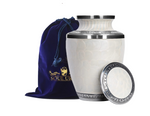 Load image into Gallery viewer, Tresty White Urn With Silver Bands Adult Cremation Urns For Human Ashes With Ve
