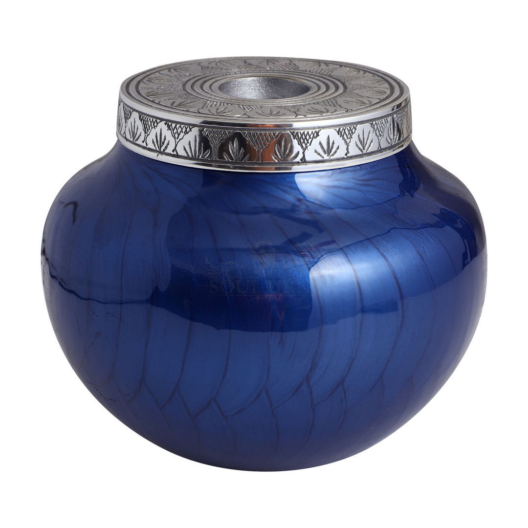 Glossy Blue T-Light Adult Cremation Urns For Human Ashes