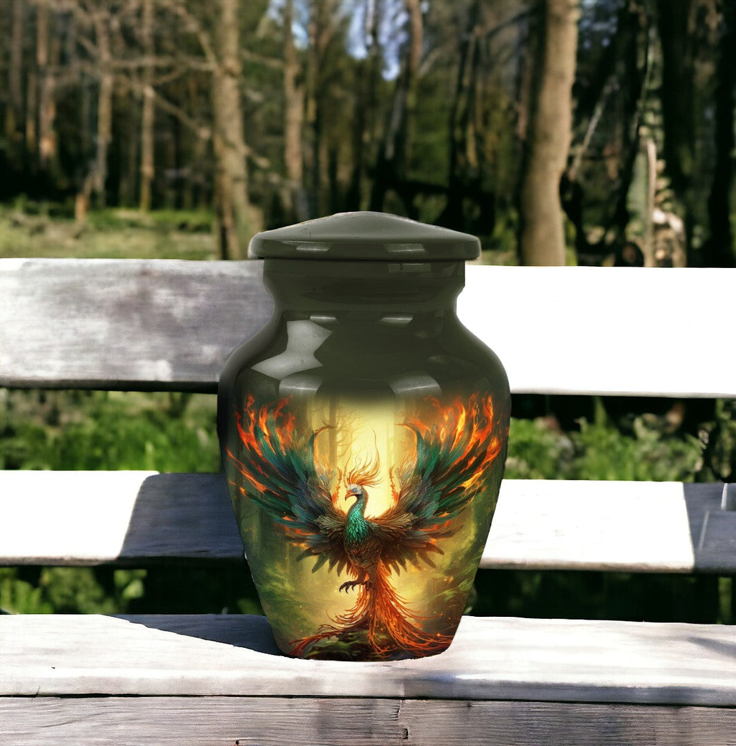 Phoenix Rising Memorial Urn - Handcrafted 200 Cubic Inch Keepsake for Adult Ashes - Custom Cremation Vessel - Elegant Urns for Human Ashes - Memorial Tributes for Adult Male & Female