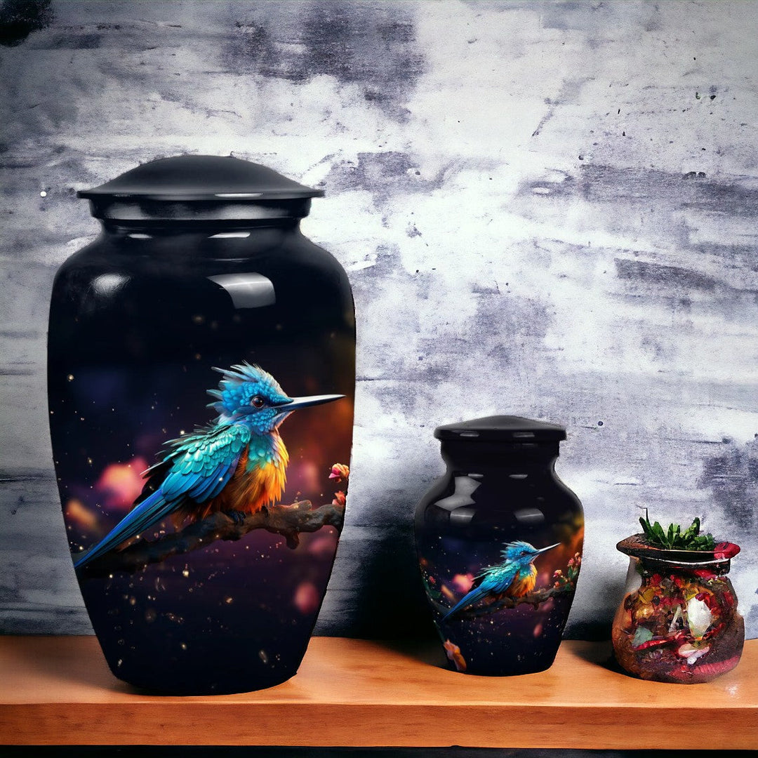 Handmade Kingfisher Bird Keepsake Urn for Ashes (Up to 200 cu in) - Mom, Dad, Adult Ashes