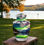 Load image into Gallery viewer, Northern Aurora Urn for Adults Nature&#39;s Beauty Preserved Aluminium Cremation Urns:Top-Quality Adult Cremation Urn (1-200 Cubic Inches)&quot;
