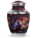 Load image into Gallery viewer, Majestic Midnight Peace: Handcrafted Owl on Cherry Blossom Branch Urns Elegant Owl Memorial Urns (1-200 Cubic Inches) - Nature-Inspired Memorial Urns for Personalised Male Tributes
