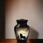 Load image into Gallery viewer, Moonlight Wolf Memorial Urn - Handcrafted 200 Cubic Inch Keepsake - Majestic Night Sky Cremation Vessel for Adult Ashes - Unique Urns for Adult Female
