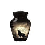 Load image into Gallery viewer, Moonlight Wolf Memorial Urn - Handcrafted 200 Cubic Inch Keepsake - Majestic Night Sky Cremation Vessel for Adult Ashes - Unique Urns for Adult Female
