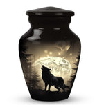 Load image into Gallery viewer, Moonlight Wolf Memorial Urn - Handcrafted 200 Cubic Inch Keepsake - Majestic Night Sky Cremation Vessel for Adult Ashes - Unique Urns for Adult Female
